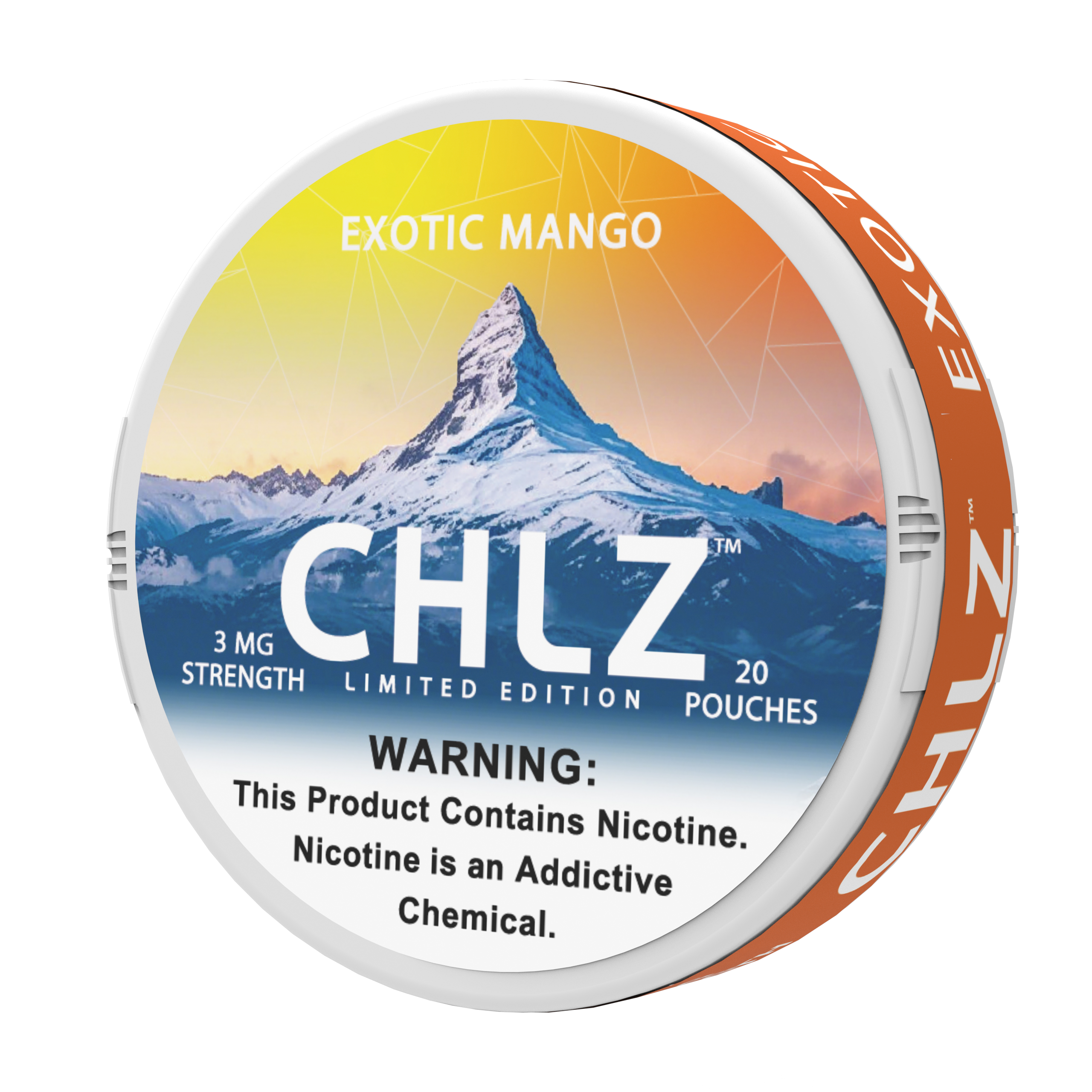 3mg Swiss CHLZ Exotic Mango nicotine pouches 3mg tobacco-free can